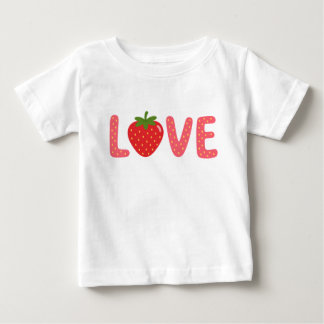 Para Bebê Camiseta Infantil LOVE de Morango Fofa