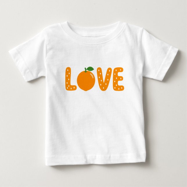 Para Bebê Camiseta Infantil LOVE Laranja Fofa (Frente)