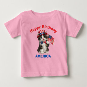 Para Bebê Camiseta infantil Manx Kitten (1m) Patriota