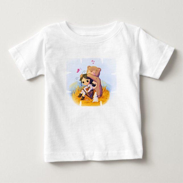 Para Bebê Camiseta Infantil Menina e Urso (Frente)