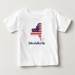 Para Bebê Camiseta Infantil New York Rocks Red White & Blue