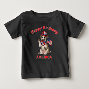 Para Bebê Camiseta Infantil Patriota de Cachorro Whippet (2i