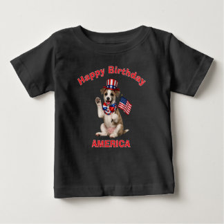Para Bebê Camiseta Infantil Patriota de Cachorro Whippet (2i