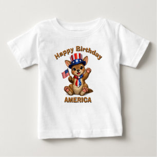 Para Bebê Camiseta Infantil Patriota de Canguru (5ag)