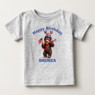 Para Bebê Camiseta Infantil Patriota de Chimpanzé (5p)