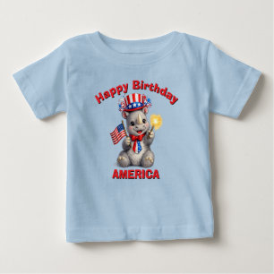 Para Bebê Camiseta Infantil Patriota de Rinoceronte (5aj)