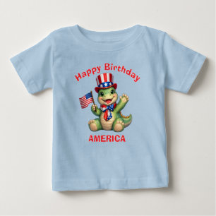 Para Bebê Camiseta Infantil Patriota Dinossauro (6b)