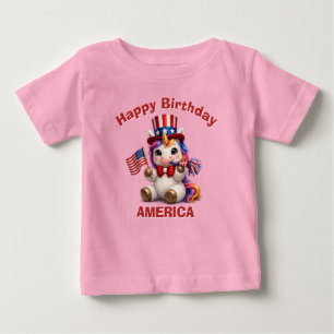 Para Bebê Camiseta Infantil Patriota Unicórnio (6a)