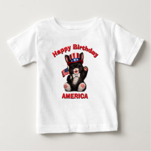 Para Bebê Camiseta infantil Patriótica Black Bunny (5ap)