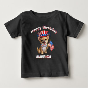 Para Bebê Camiseta Infantil Patriótica Chihuahua (2ad)