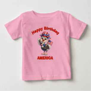 Para Bebê Camiseta infantil patriótica de avestruz (4p)