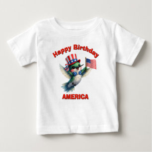 Para Bebê Camiseta Infantil Patriótica de Beija-Flor (4o)