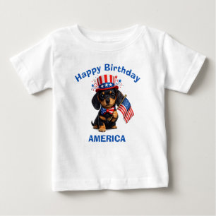 Para Bebê Camiseta infantil patriótica de cachorrinho Dachsh