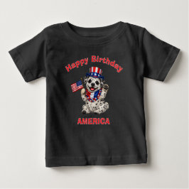 Para Bebê Camiseta Infantil Patriótica de Cachorrinho Dalmat
