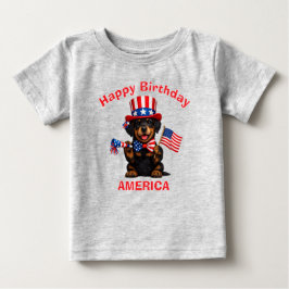 Para Bebê Camiseta infantil patriótica de cachorrinho Doberm