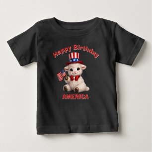Para Bebê Camiseta infantil patriótica de cordeiro (5f)