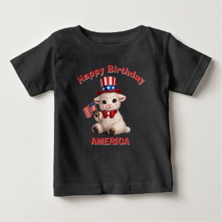 Para Bebê Camiseta infantil patriótica de cordeiro (5f)