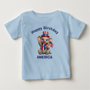 Para Bebê Camiseta infantil patriótica de elefante (5d)