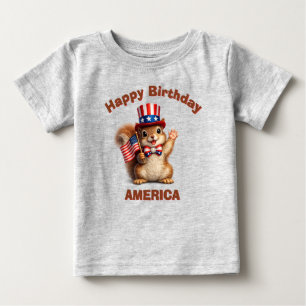 Para Bebê Camiseta infantil patriótica de Esquilo (5m)