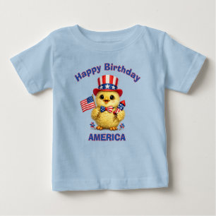 Para Bebê Camiseta Infantil Patriótica de Frango Recém-Nasci