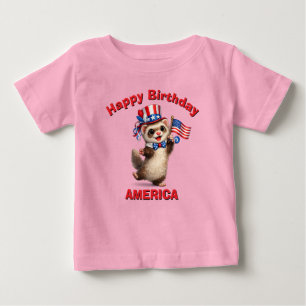 Para Bebê Camiseta infantil patriótica de furão (5x)