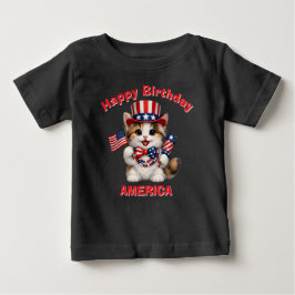 Para Bebê Camiseta infantil Patriótica de Gatinho Marrom, Pr