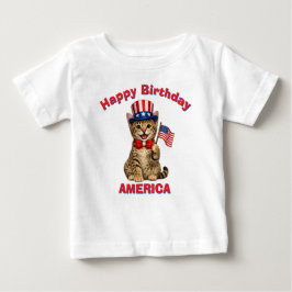 Para Bebê Camiseta infantil patriótica de gatinho Ocicat (1q