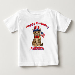 Para Bebê Camiseta infantil patriótica de gatinho Ocicat (1q