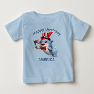 Para Bebê Camiseta Infantil Patriótica de Golfinho (7e)