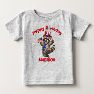 Para Bebê Camiseta Infantil Patriótica de Guaxinim (5v)