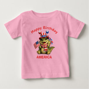Para Bebê Camiseta Infantil Patriótica de Jacaré (3e)