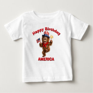 Para Bebê Camiseta infantil patriótica de orangotango (5u)