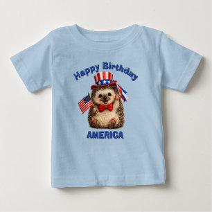 Para Bebê Camiseta infantil patriótica de ouriço-cacheiro (5