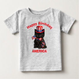 Para Bebê Camiseta infantil patriótica do gatinho preto (1c)
