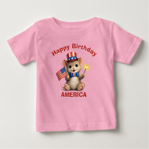 Para Bebê Camiseta Infantil Patriótica do Rato (5i)