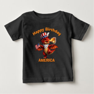 Para Bebê Camiseta Infantil Patriótica Dragão Vermelho (6e)