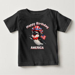 Para Bebê Camiseta Infantil Patriótica Orca (7d)
