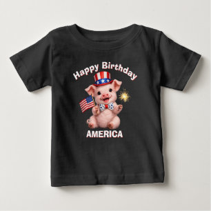 Para Bebê Camiseta infantil patriótica Piglet (5k)