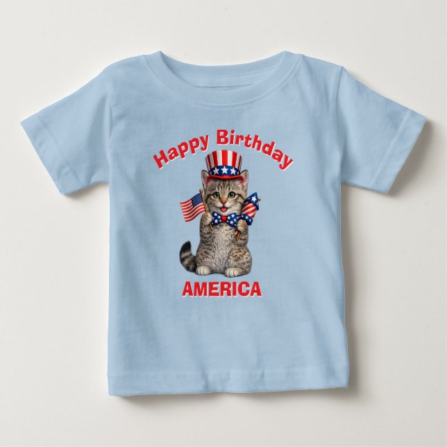 Para Bebê Camiseta Infantil Patriótica Pixie-Bob Kitten (1s) (Frente)