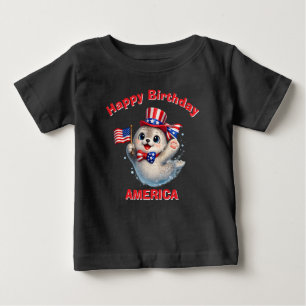 Para Bebê Camiseta infantil patriótica Seal (5ad)