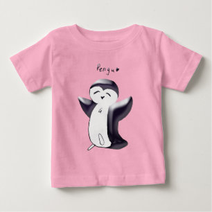 Para Bebê Camiseta Infantil Pengu Pengim Feliz (Preto)