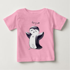 Para Bebê Camiseta Infantil Pengu Penguino Feliz (Preto)