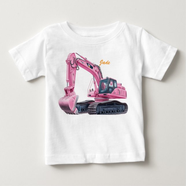 Para Bebê Camiseta Infantil Personalizada de Escavadeira Ros (Frente)