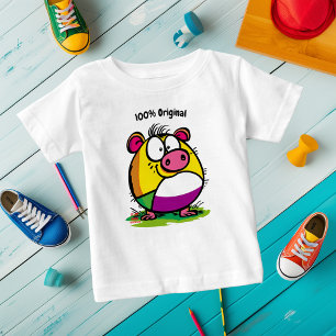 Para Bebê Camiseta Infantil Personalizável de Porco Divertid