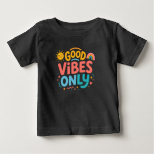 Para Bebê Camiseta infantil retrô de vibrações boas colorida