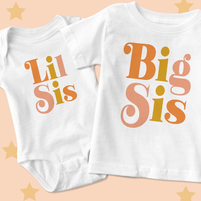 Para Bebê Camiseta Infantil Retro Irmã Mais Velha (Criador carregado)