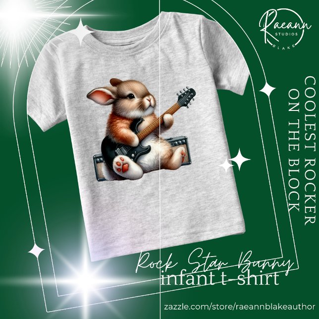 Para Bebê Camiseta Infantil Rockstar Bunny (Criador carregado)