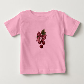 Para Bebê Camiseta Infantil Rosa Fita Cereja Coquete Fofa