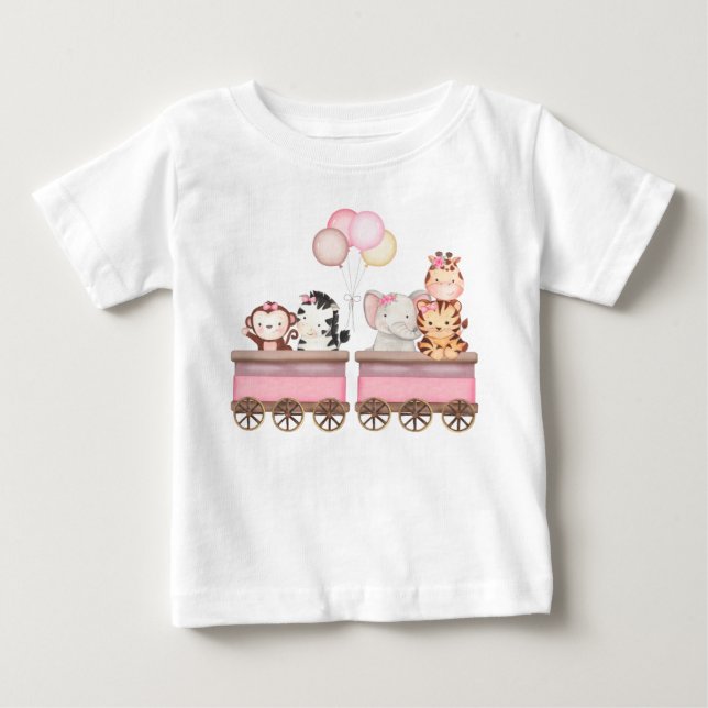 Para Bebê Camiseta infantil Safari Rosa (Frente)