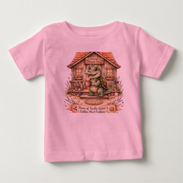Para Bebê Camiseta Infantil Solange Alligator House Turtle ( (Frente)